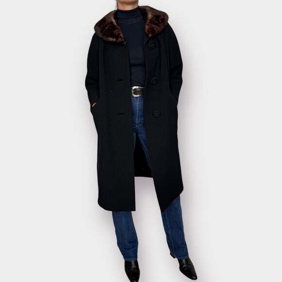 60s Michel Daniel Coat w/ Fur Collar - Picture 3 of 7